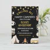 Invitation d'anniversaire de camping | Extérieur d (Debout devant)