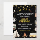 Invitation d'anniversaire de camping | Extérieur d (Devant / Derrière)