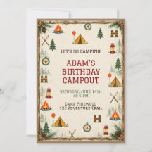 Invitation d'anniversaire de camping pour enfants