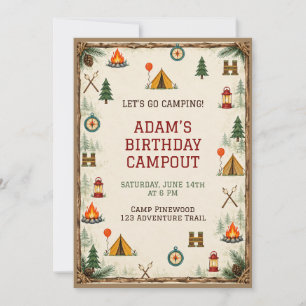 Invitation d'anniversaire de camping pour enfants