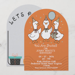 Invitation d'anniversaire de canards Animal mign