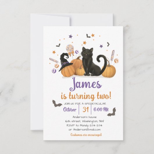 Invitation d'anniversaire de candy Halloween Spook (Devant)