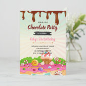 Invitation d'anniversaire de candyland de chocolat (Debout devant)