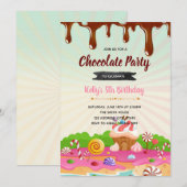 Invitation d'anniversaire de candyland de chocolat (Devant / Derrière)