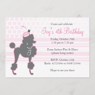 Invitation d'anniversaire de caniche de