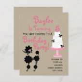 Invitation d'anniversaire de caniche et de gâteau (Devant / Derrière)