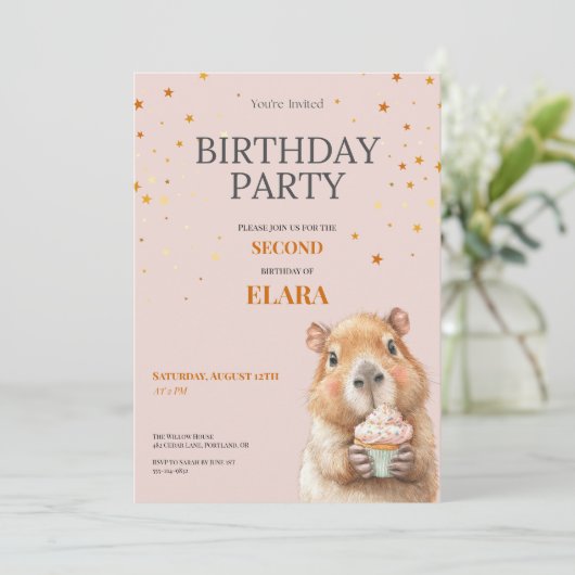 Invitation d'anniversaire de Capybara • 2e anniver (Debout devant)