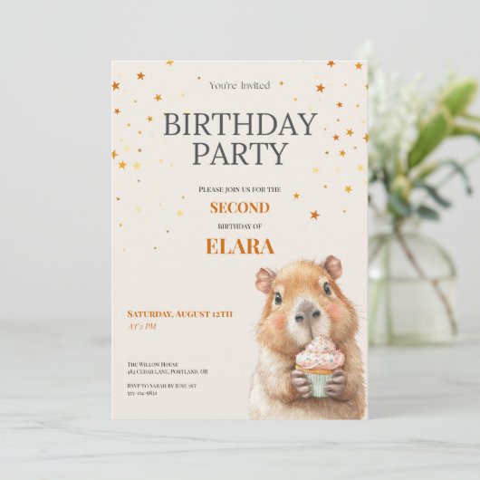Invitation d'anniversaire de Capybara • 2e anniver (Debout devant)