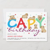 Invitation d'anniversaire de capybara Capy (Devant)