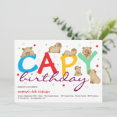 Invitation d'anniversaire de capybara Capy (Debout devant)