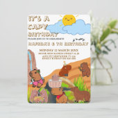 Invitation d'anniversaire de Capybara, Gir rose fl (Debout devant)