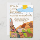 Invitation d'anniversaire de Capybara, Gir rose fl (Devant)