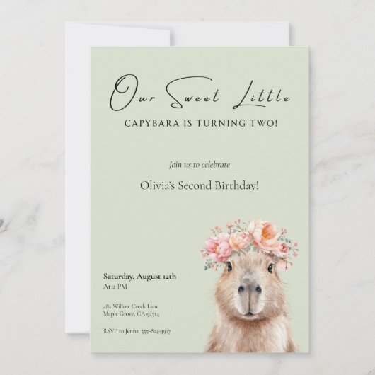 Invitation d'anniversaire de Capybara • Petit(e) (Devant)