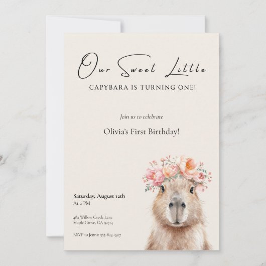 Invitation d'anniversaire de Capybara • Petit(e) (Devant)