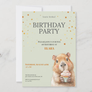 Invitation d'anniversaire de Capybara • Premier an