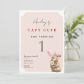 Invitation d'anniversaire de Capybara • Première f (Debout devant)