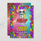 Invitation d'anniversaire de caractère personnalis (Devant / Derrière)