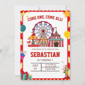 Invitation d'anniversaire de carnaval, Cirque d'an (Devant)