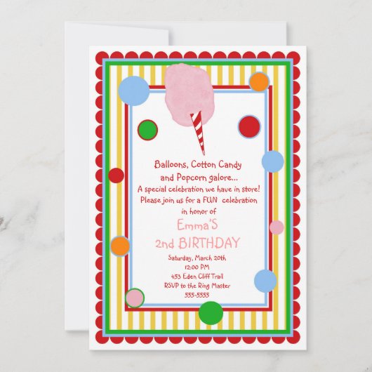 Invitation d'anniversaire de carnaval de cirque de (Devant)