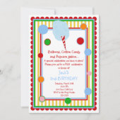 Invitation d'anniversaire de carnaval de cirque de (Devant)