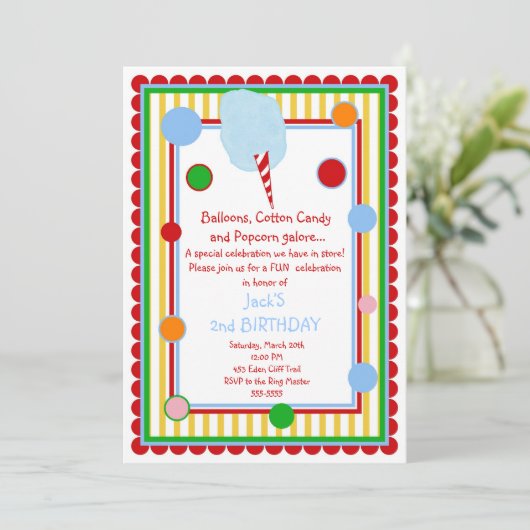 Invitation d'anniversaire de carnaval de cirque de (Debout devant)