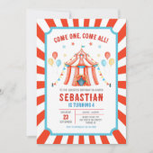 Invitation d'anniversaire de carnaval du cirque (Devant)