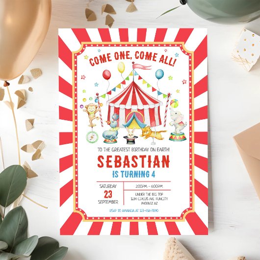 Invitation d'anniversaire de carnaval du cirque