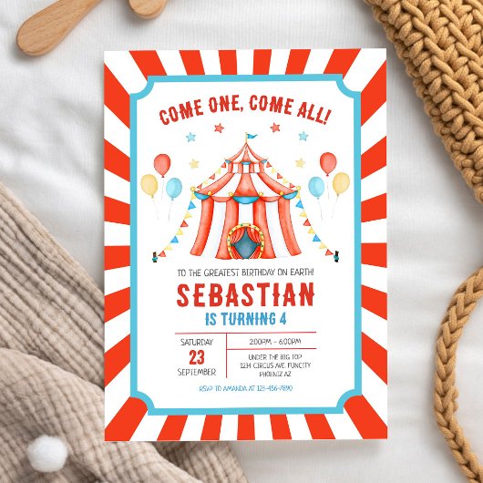 Invitation d'anniversaire de carnaval du cirque