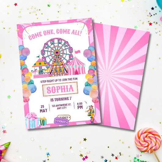 Invitation d'anniversaire de Carnaval Fille d'anni