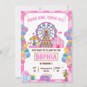 Invitation d'anniversaire de Carnaval Fille d'anni (Devant)