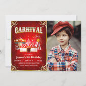 Invitation d'anniversaire de carnaval vintage avec (Devant)