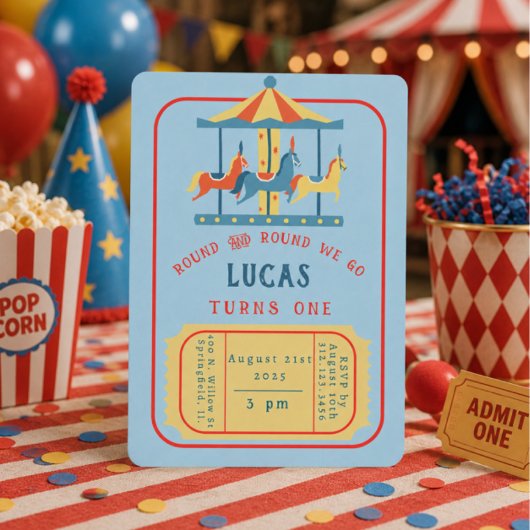 Invitation d'anniversaire de carrousel