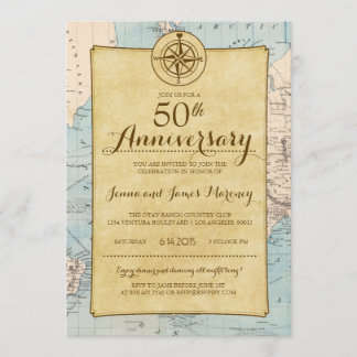 Invitation d'anniversaire de carte cinquantième de