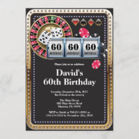 Invitation d'anniversaire de casino de carte de