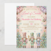 Invitation d'anniversaire de Casse-Noisette rose (Devant / Derrière)