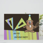 invitation d'anniversaire de castor (Debout devant)