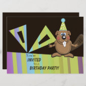 invitation d'anniversaire de castor (Devant / Derrière)