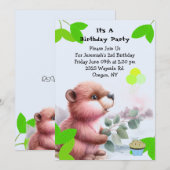 Invitation d'anniversaire de castor de la forêt (Devant / Derrière)