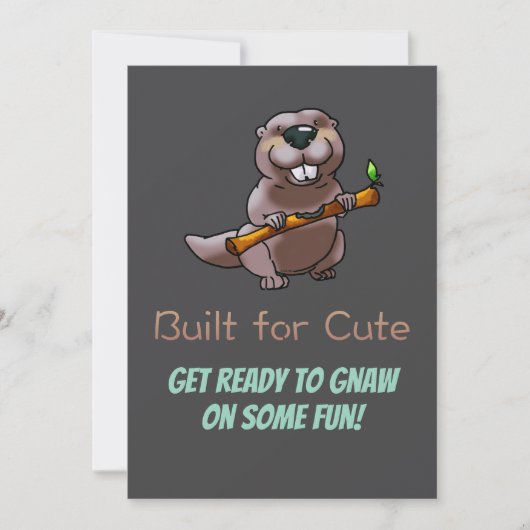 Invitation d'anniversaire de castor pour enfants – (Devant)
