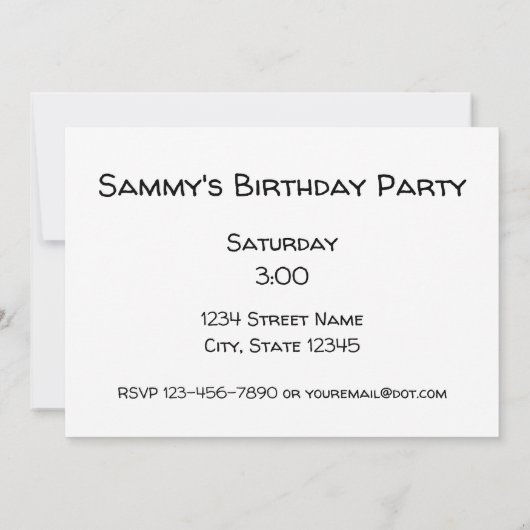 Invitation d'anniversaire de cerf (Dos)