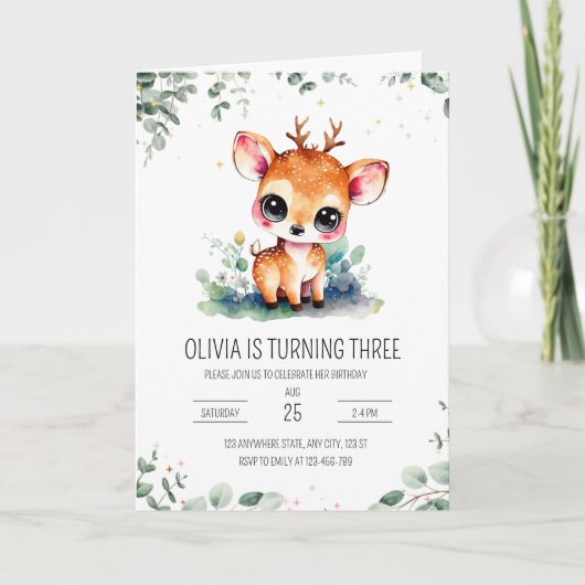 Invitation d'anniversaire de cerf, Anniversaire d' (Devant)