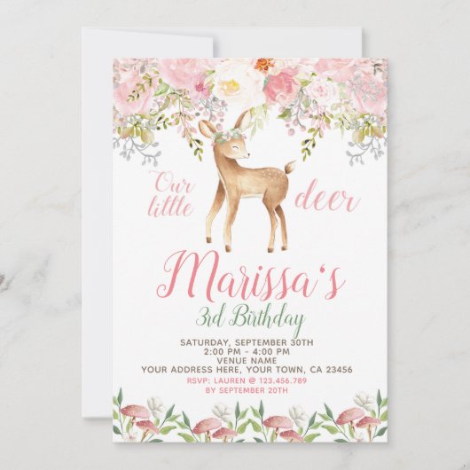 Invitation d'anniversaire de cerfs (Devant)