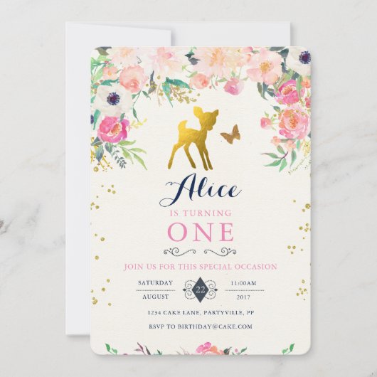 Invitation d'anniversaire de cerfs (Devant)