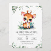 Invitation d'anniversaire de cerfs, Animaux forest (Devant / Derrière)