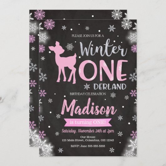 Invitation d'anniversaire de cerfs communs (Devant / Derrière)