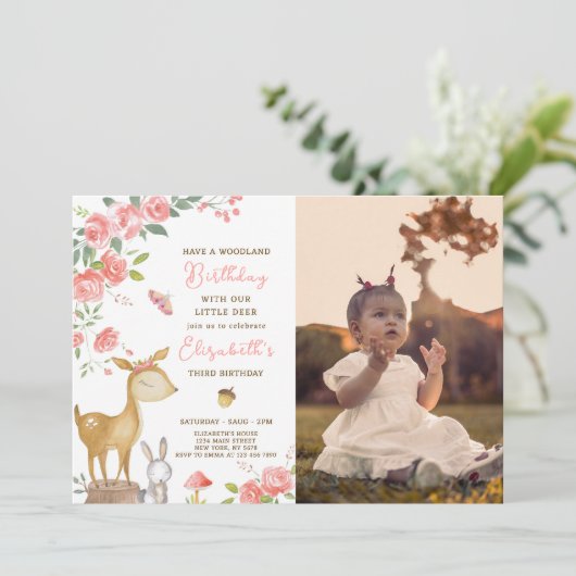 Invitation d'anniversaire de cerfs de bois avec ph (Debout devant)