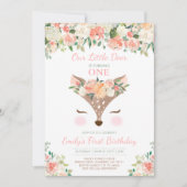 Invitation d'anniversaire de cerfs Forêt Florale C (Devant)