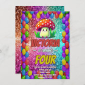 Invitation d'anniversaire de champignons pour enfa (Devant / Derrière)