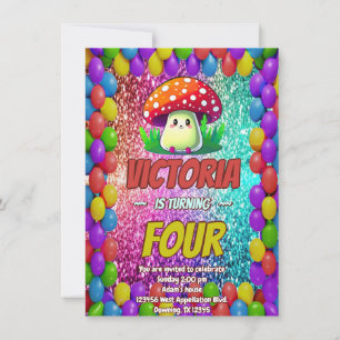 Invitation d'anniversaire de champignons pour enfa