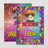 Invitation d'anniversaire de champignons pour enfa (Devant / Derrière)